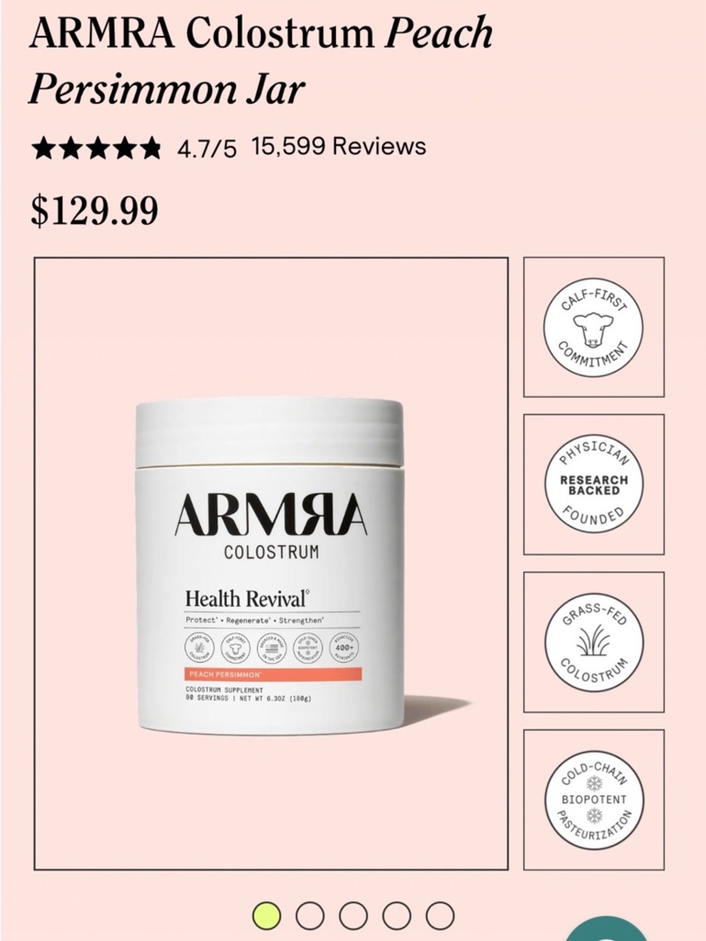 ARMRA Colostrum Health Revival Jar - Peach Persimmon